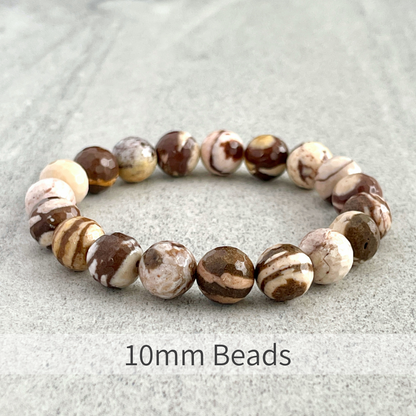 Faceted Brown Zebra Jasper Beaded Bracelet