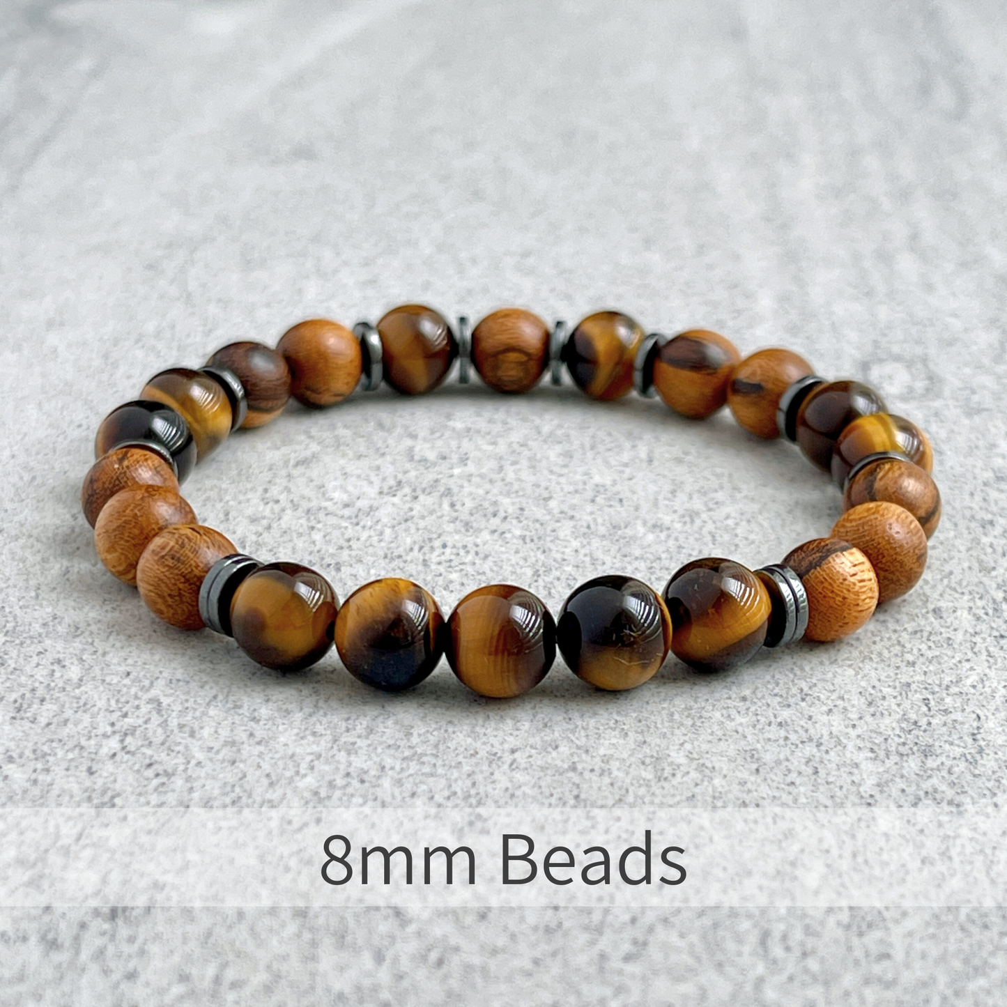 Tiger Skin Sandalwood & Yellow Tiger Eye Beaded Bracelet