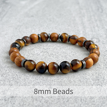 Tiger Skin Sandalwood & Yellow Tiger Eye Beaded Bracelet