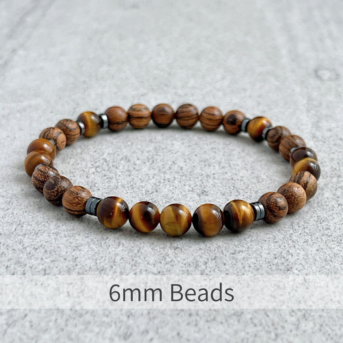 Tiger Skin Sandalwood & Yellow Tiger Eye Beaded Bracelet