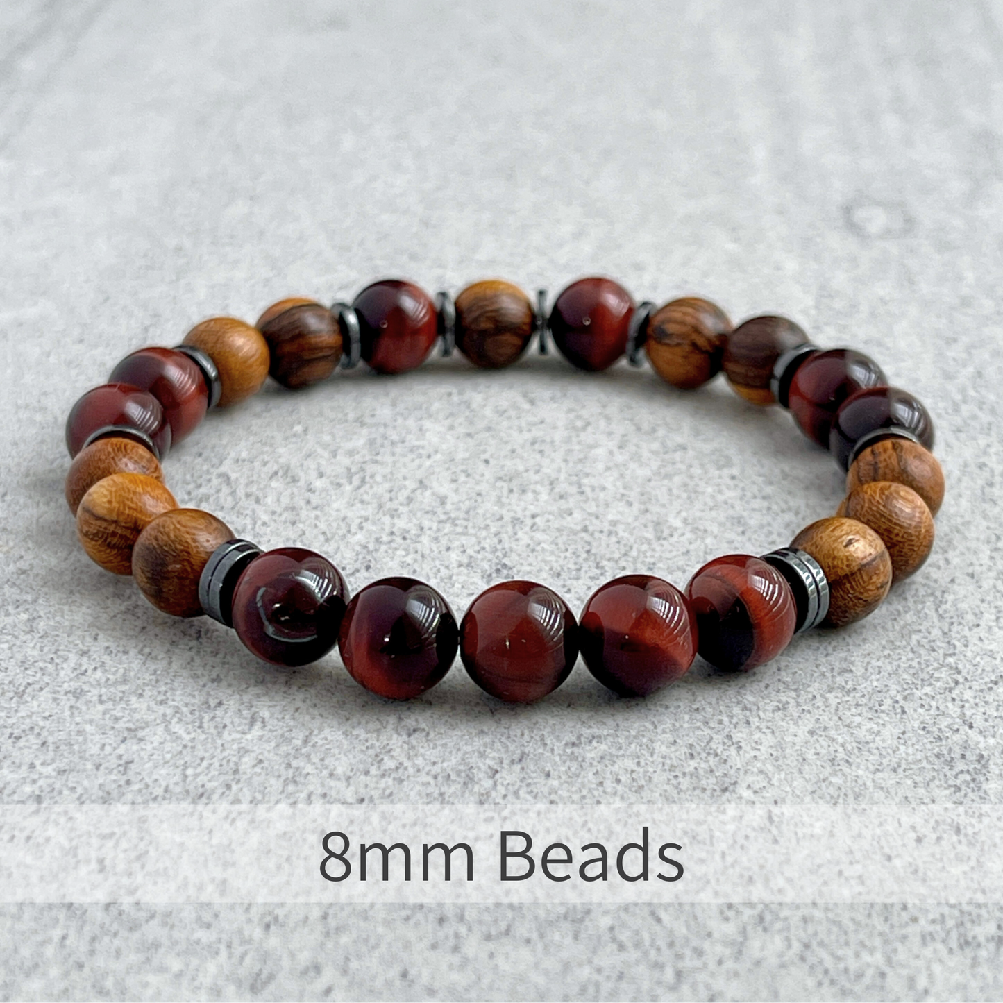 Tiger Skin Sandalwood & Red Tiger Eye Beaded Bracelet