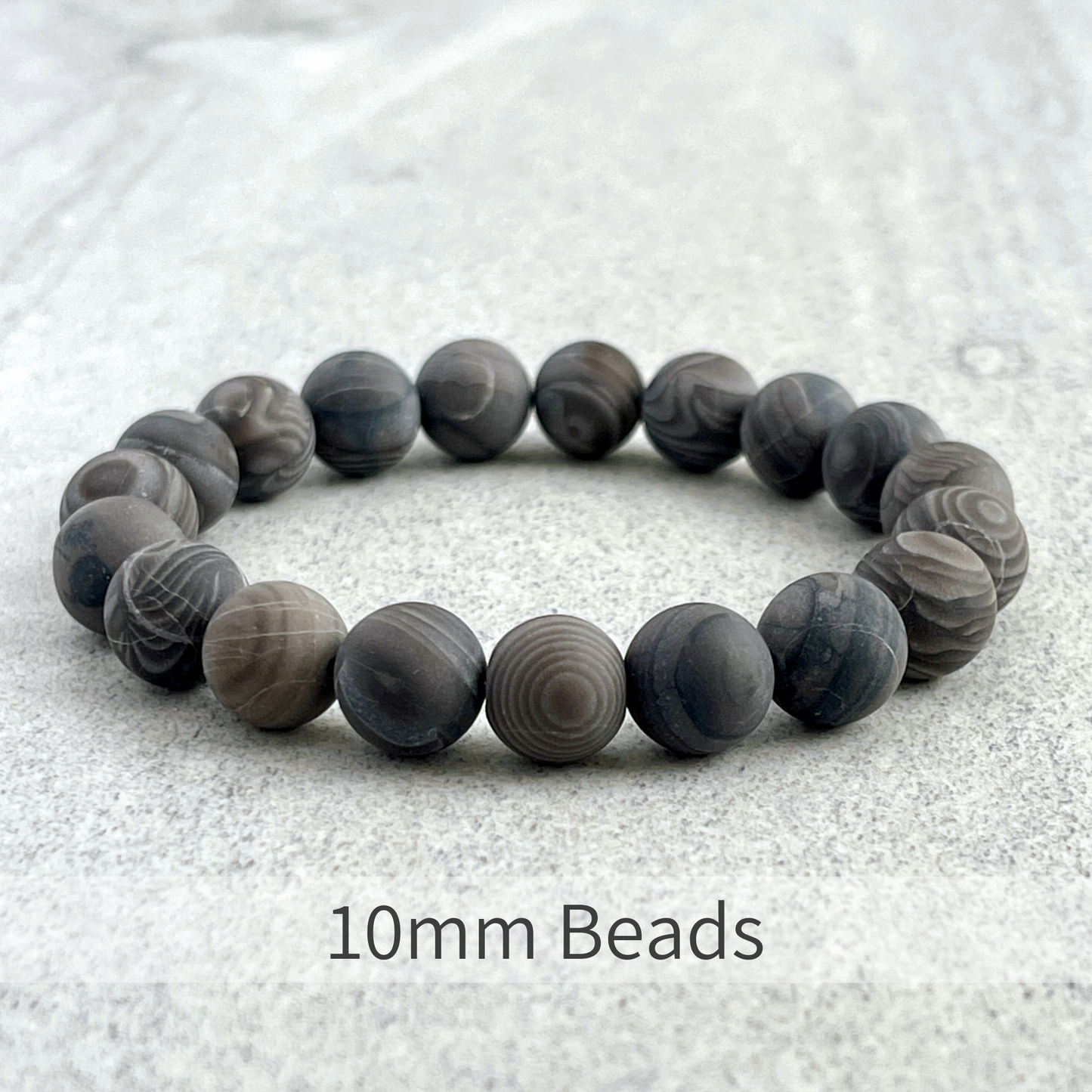 Matte Coffee Grain Jasper Beaded Bracelet