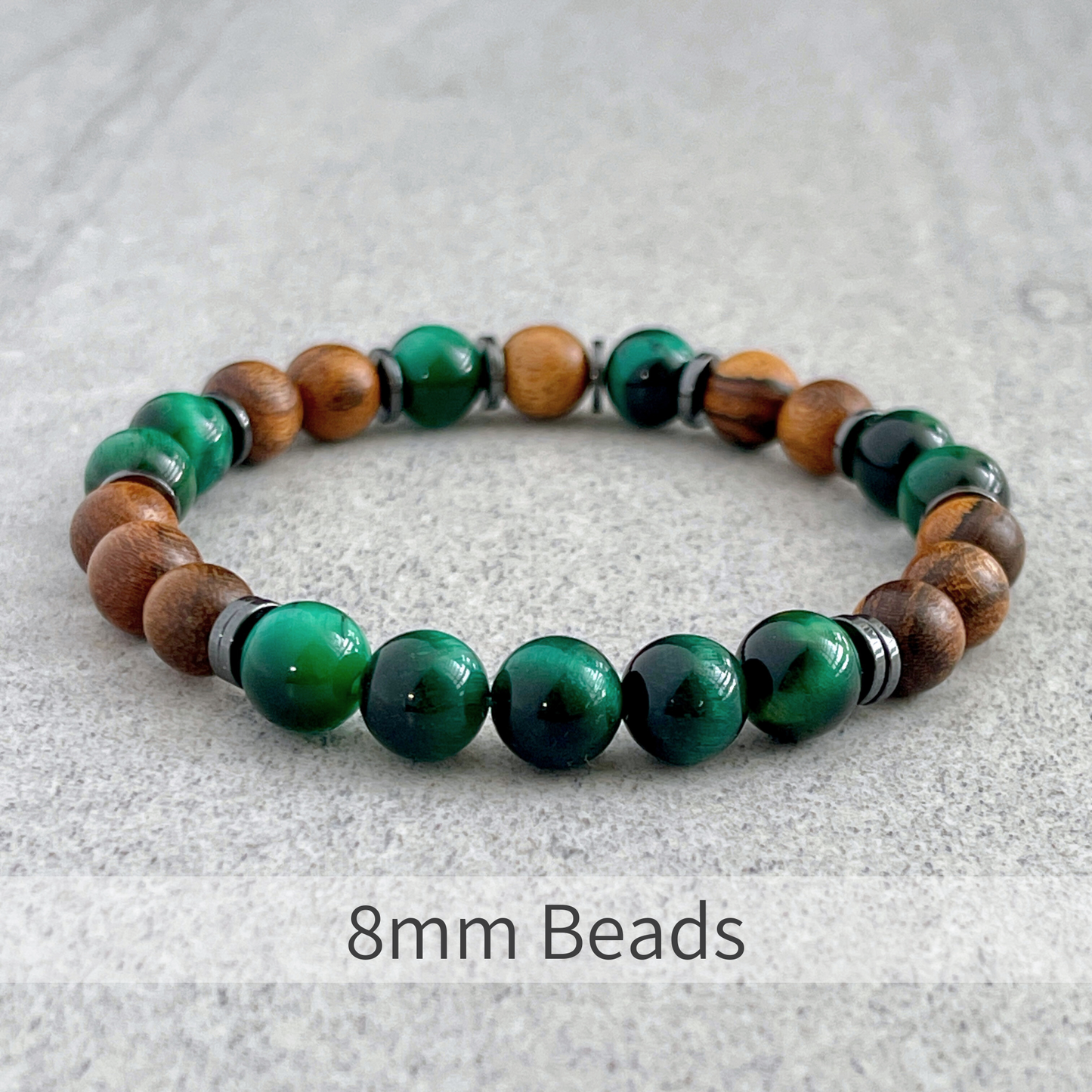 Tiger Skin Sandalwood & Green Tiger Eye Beaded Bracelet