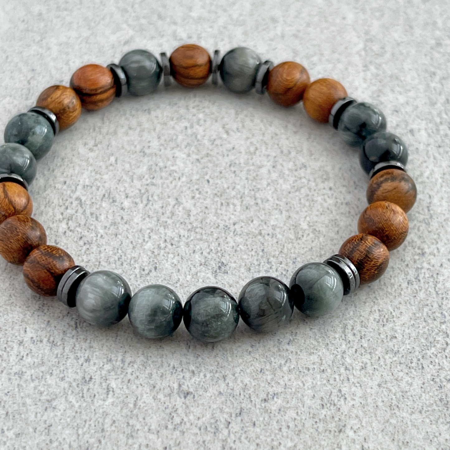 Tiger Skin Sandalwood & Chrysoberyl Beaded Bracelet