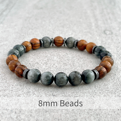 Tiger Skin Sandalwood & Chrysoberyl Beaded Bracelet