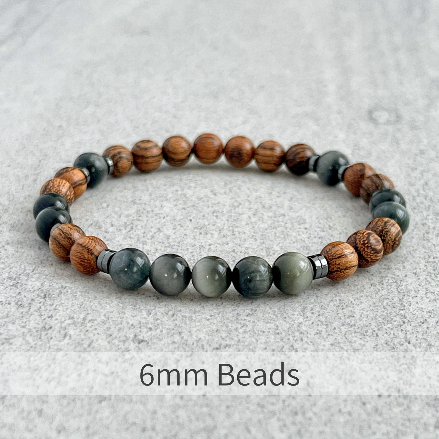 Tiger Skin Sandalwood & Chrysoberyl Beaded Bracelet