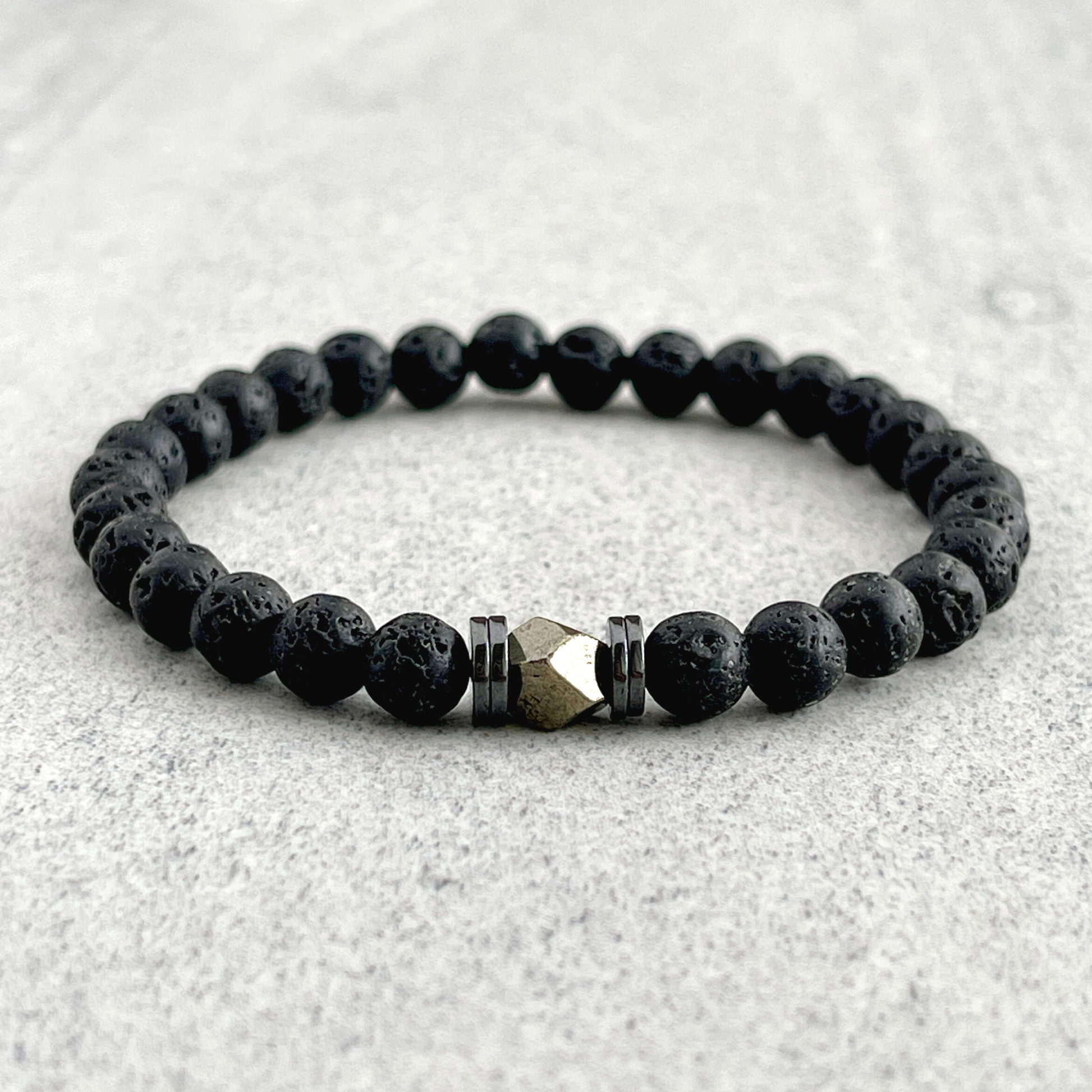 black lava beaded bracelet for men