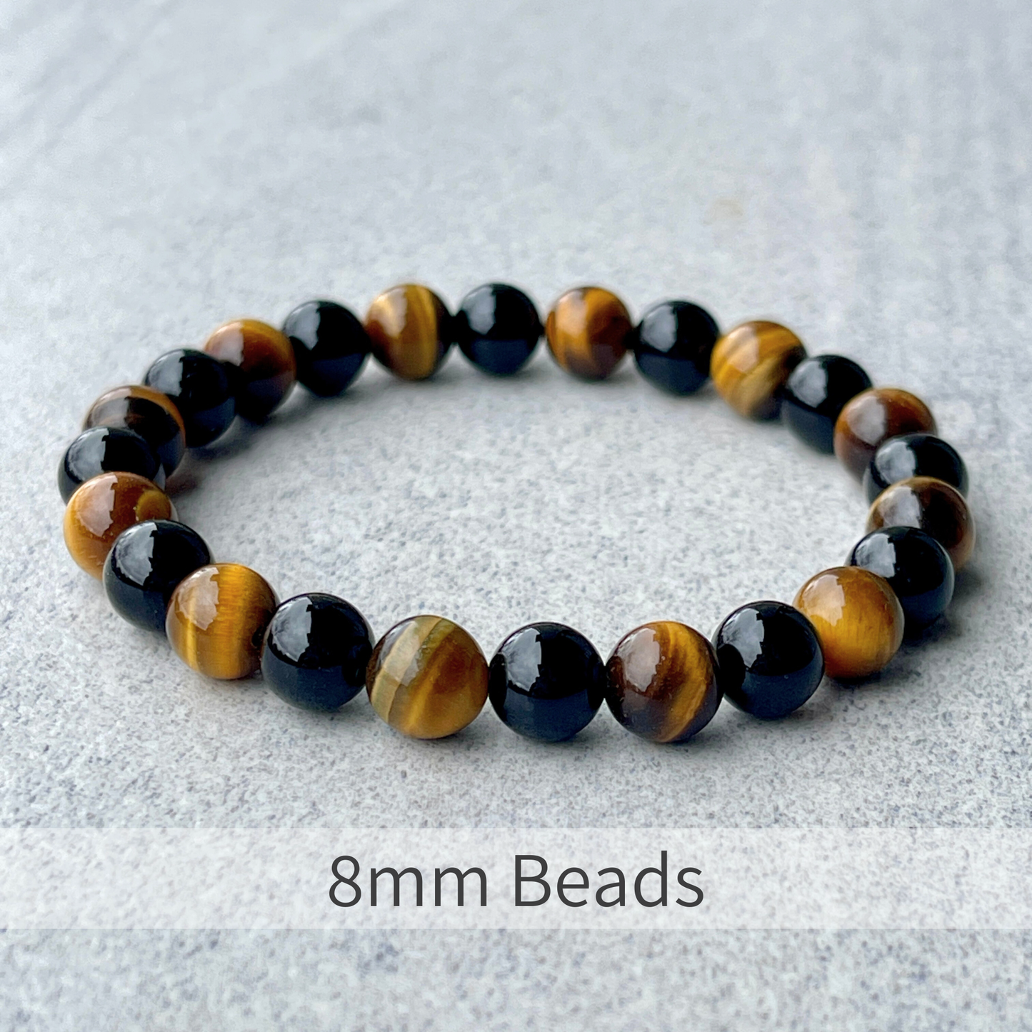 Yellow Tiger Eye & Onyx Beaded Bracelet
