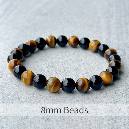 Yellow Tiger Eye & Onyx Beaded Bracelet