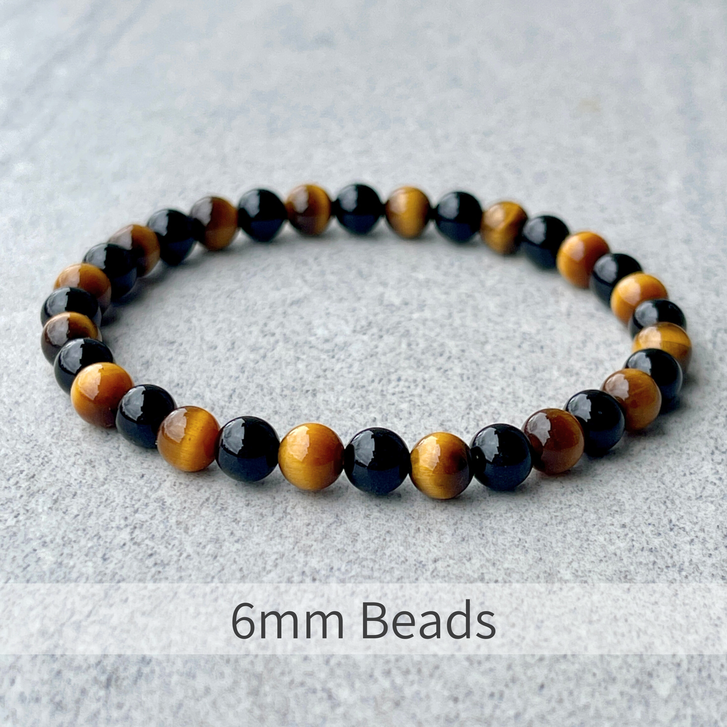 Yellow Tiger Eye & Onyx Beaded Bracelet