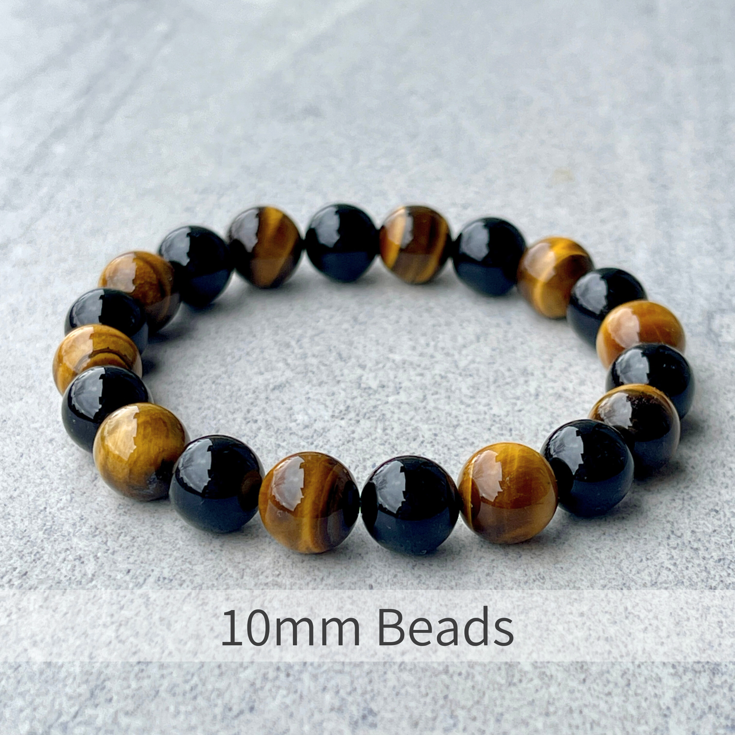 Yellow Tiger Eye & Onyx Beaded Bracelet