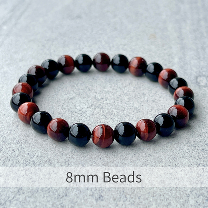 Red Tiger Eye & Onyx Beaded Bracelet