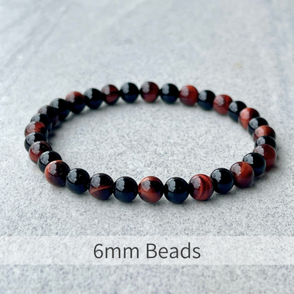 Red Tiger Eye & Onyx Beaded Bracelet