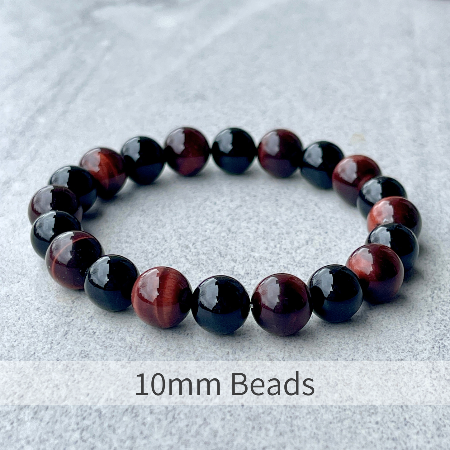 Red Tiger Eye & Onyx Beaded Bracelet