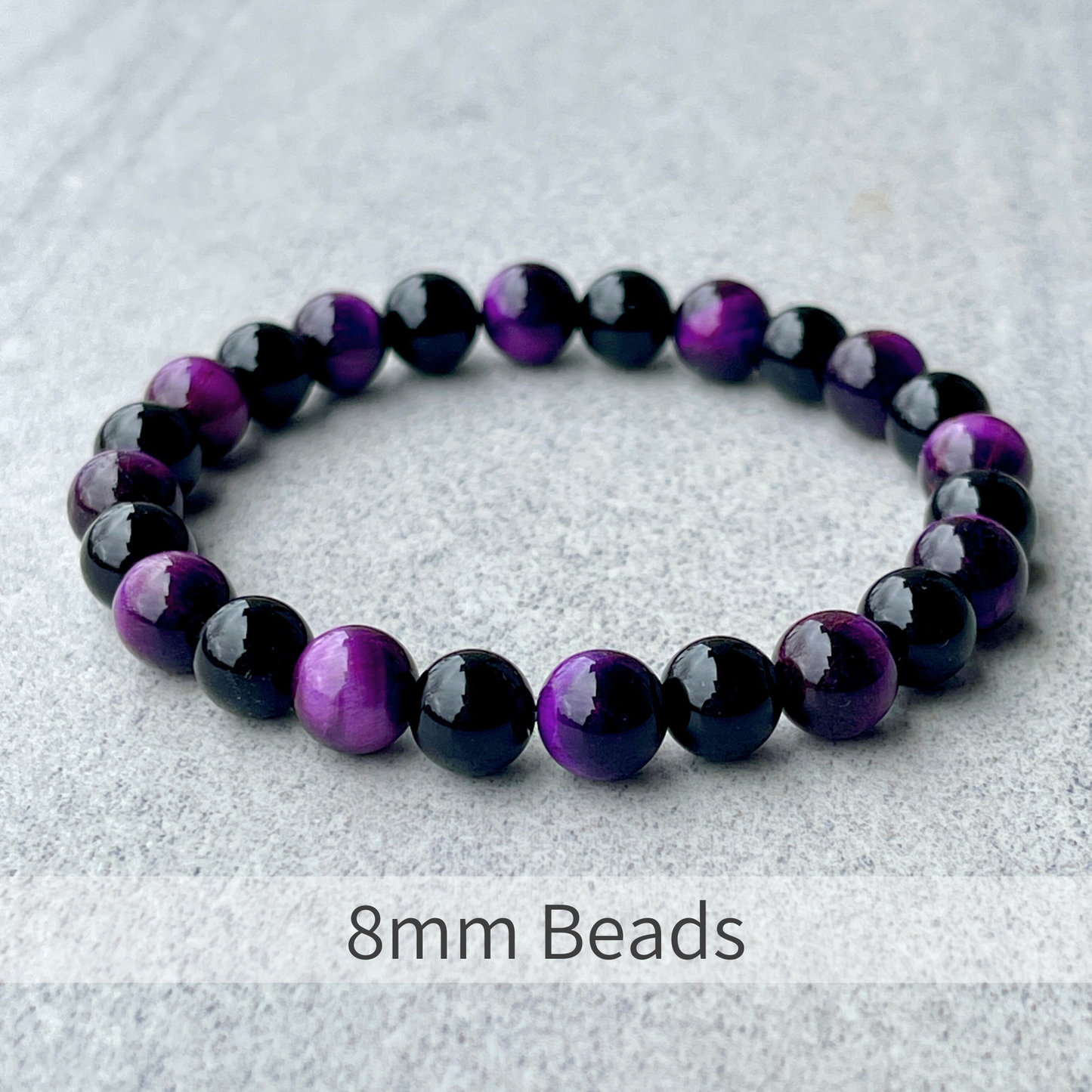Purple Tiger Eye & Onyx Beaded Bracelet