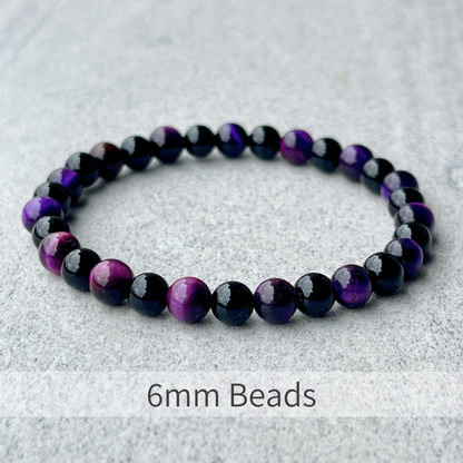 Purple Tiger Eye & Onyx Beaded Bracelet