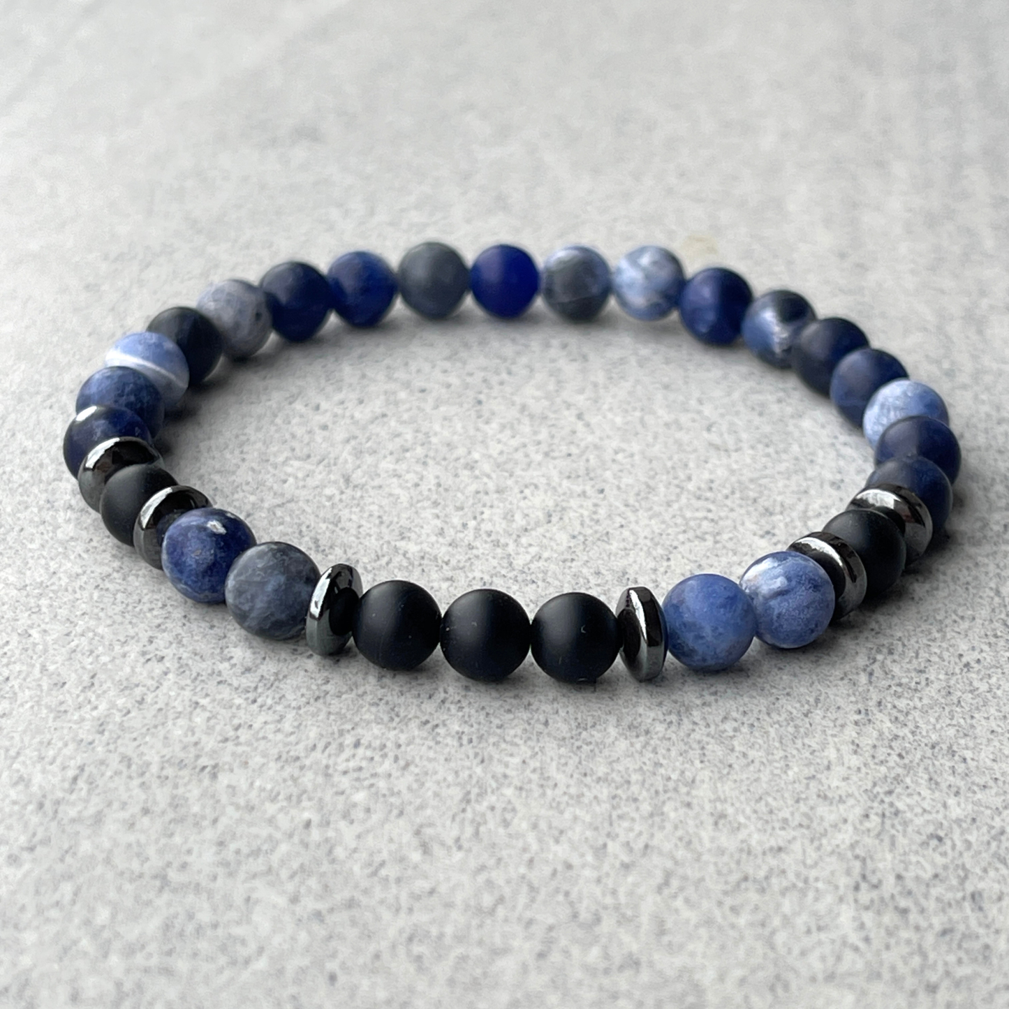 Matte Sodalite & Matte Onyx Beaded Bracelet