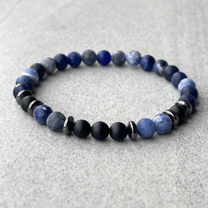 Matte Sodalite & Matte Onyx Beaded Bracelet