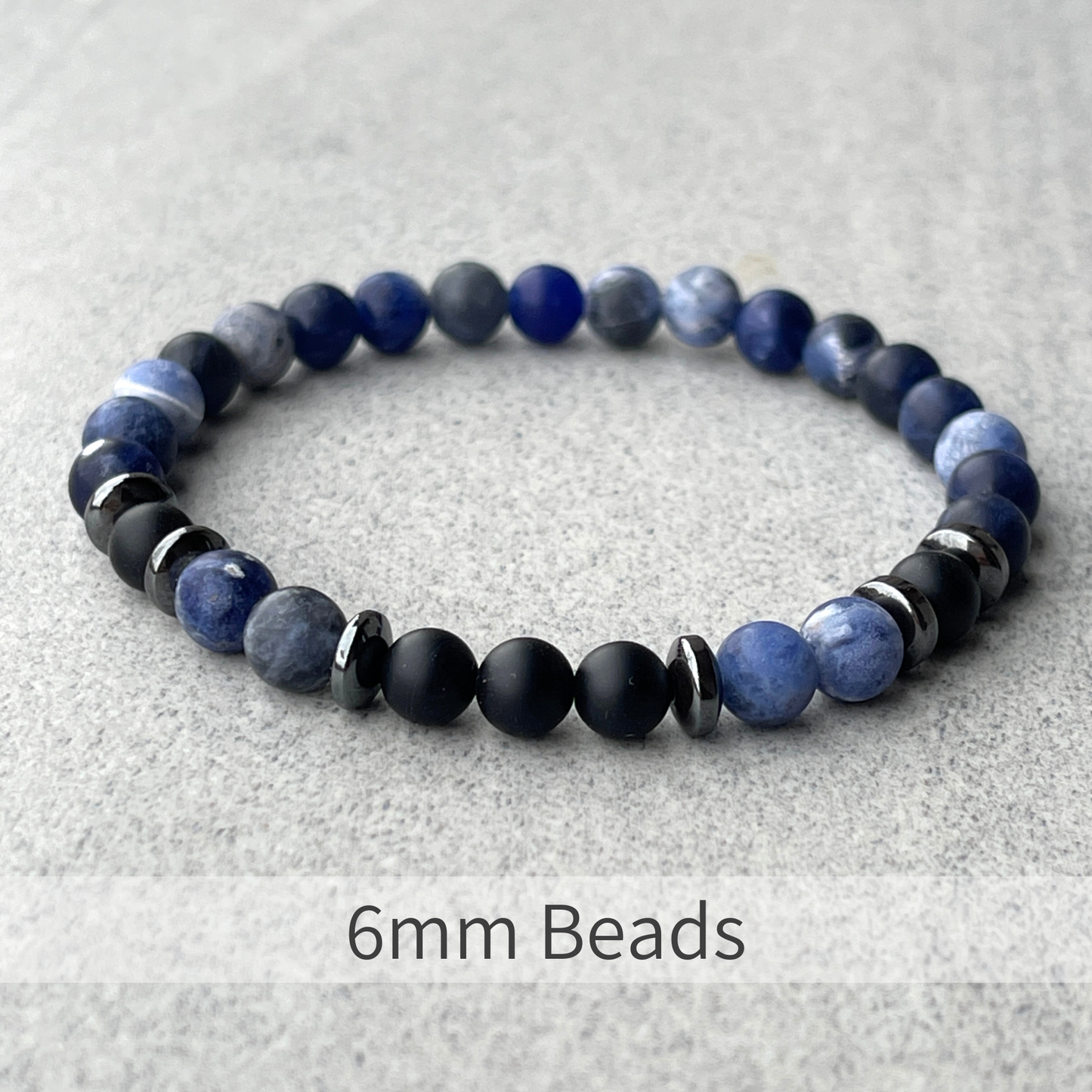 Matte Sodalite & Matte Onyx Beaded Bracelet