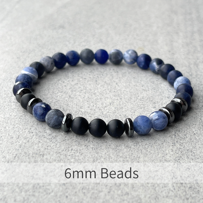 Matte Sodalite & Matte Onyx Beaded Bracelet