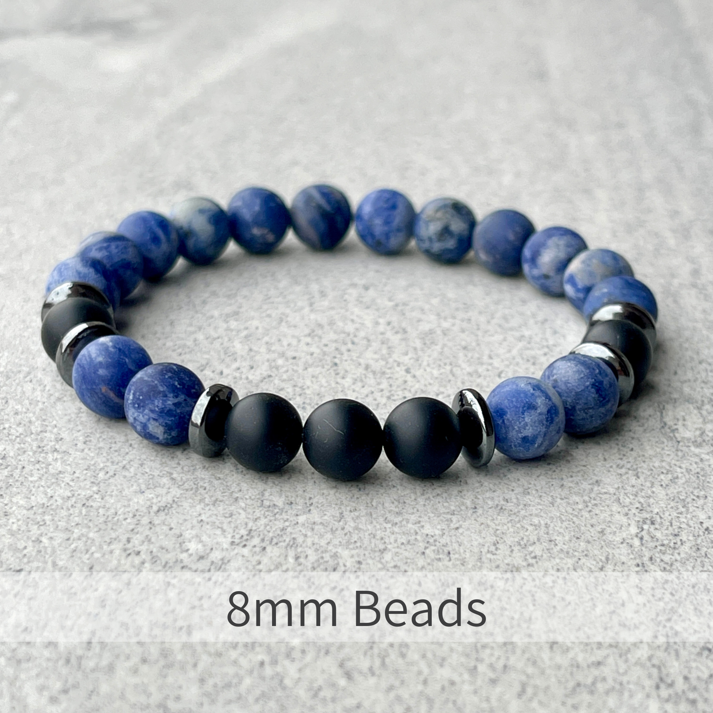 Matte Sodalite & Matte Onyx Beaded Bracelet
