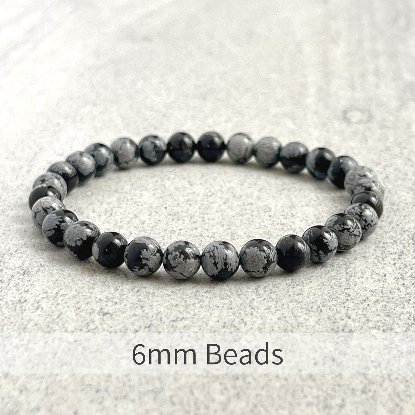 Modern Snowflake Obsidian Beaded Stretch Bracelet 