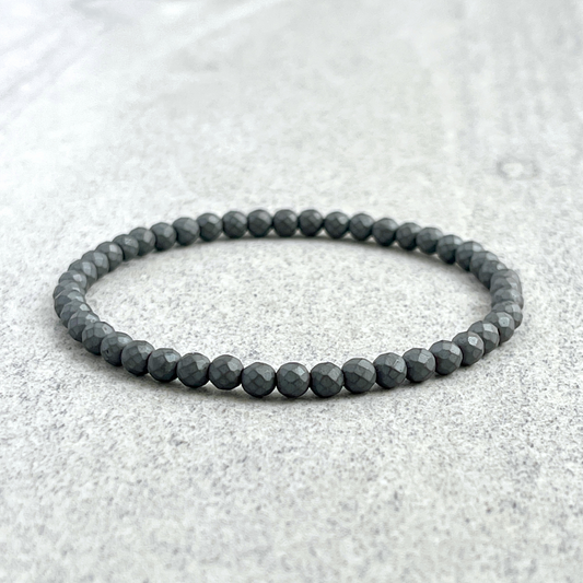 Faceted Matte Hematite Beaded Bracelet for Men