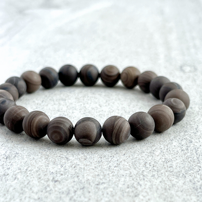 Matte Coffee Grain Jasper Beaded Bracelet