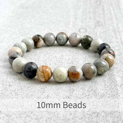 Silver Picasso Jasper Beaded Stretch Bracelet