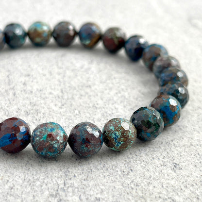 Faceted Natural Azurite Beaded Bracelet