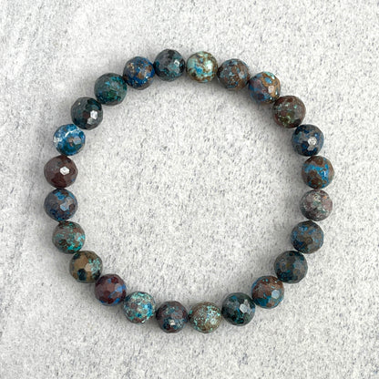 Faceted Natural Azurite Beaded Bracelet