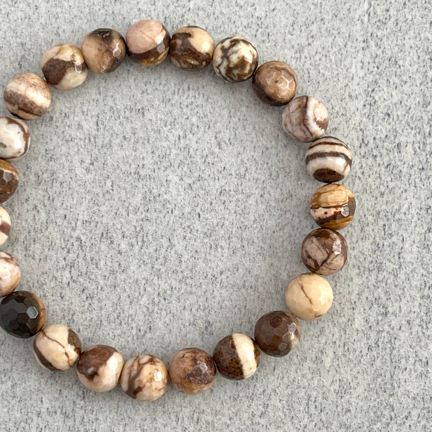 Faceted Brown Zebra Jasper Beaded Bracelet