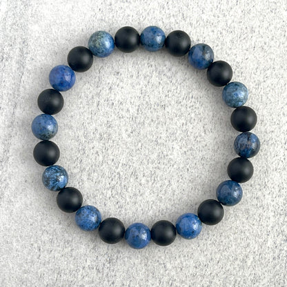 Dumortierite and Matte Onyx Beaded Bracelet