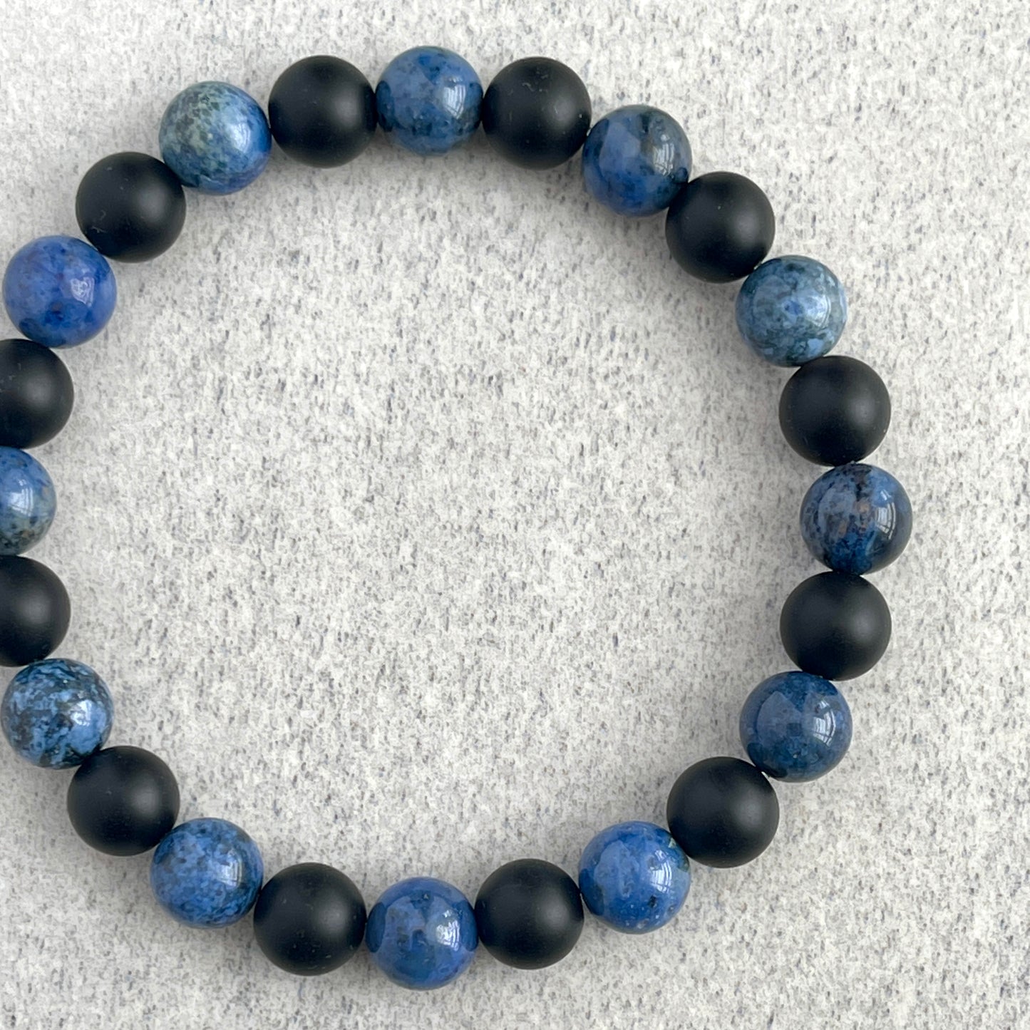 Dumortierite and Matte Onyx Beaded Bracelet