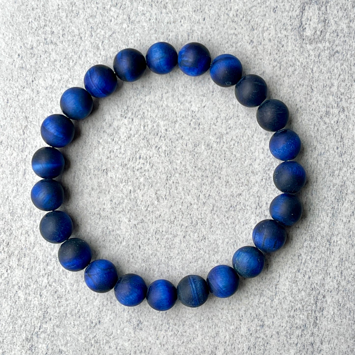 Matte Blue Tiger Eye Stretch Bracelet