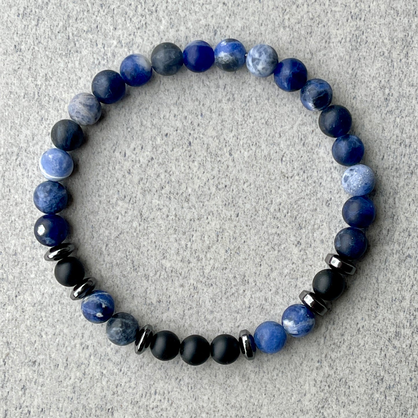Matte Sodalite & Matte Onyx Beaded Bracelet