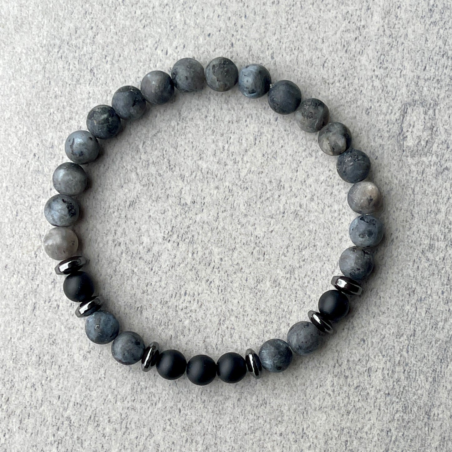 Matte Black Labradorite & Matte Onyx Beaded Bracelet