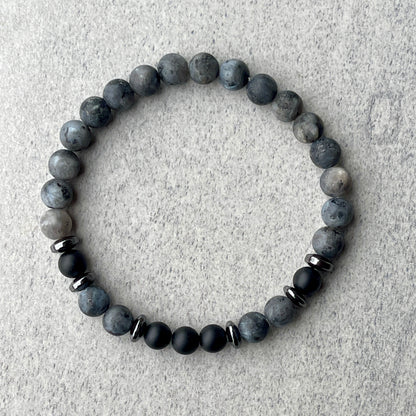 Matte Black Labradorite & Matte Onyx Beaded Bracelet