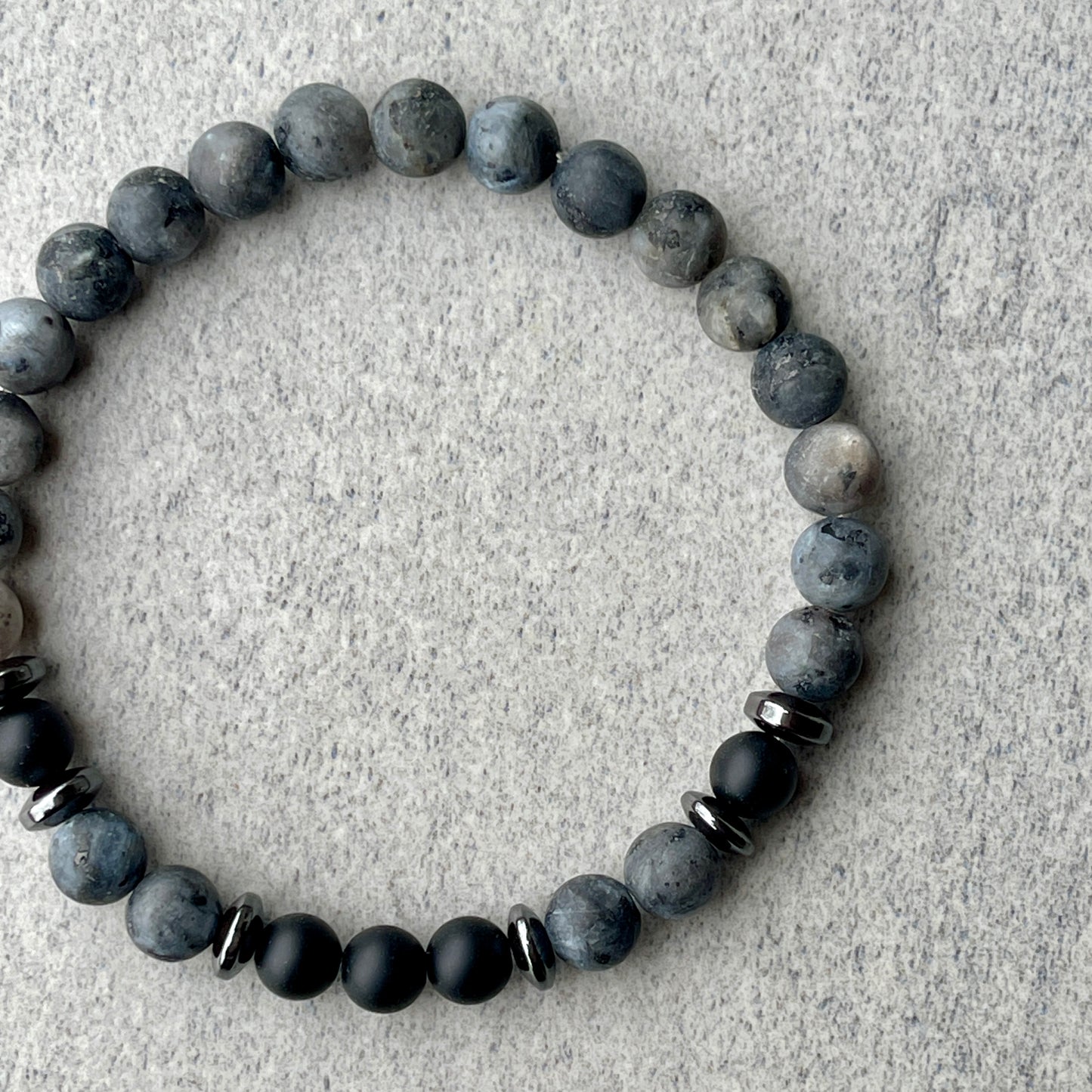 Matte Black Labradorite & Matte Onyx Beaded Bracelet
