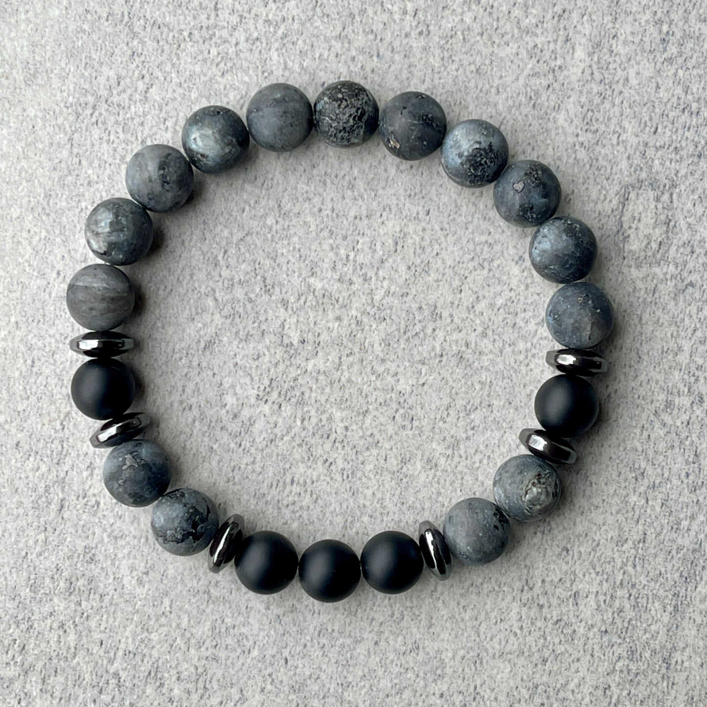 Matte Black Labradorite & Matte Onyx Beaded Bracelet