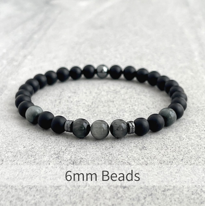 Onyx, Chrysoberyl and Hematite Beaded Stretch Bracelet