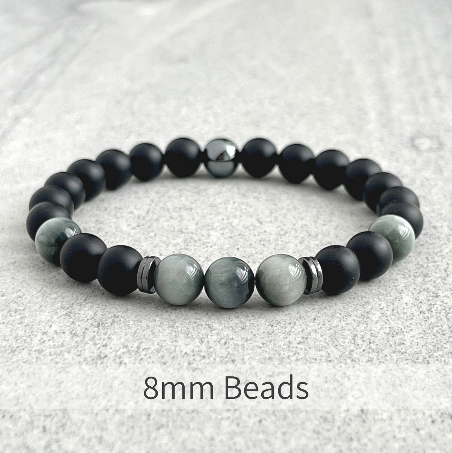 Onyx, Chrysoberyl and Hematite Beaded Stretch Bracelet