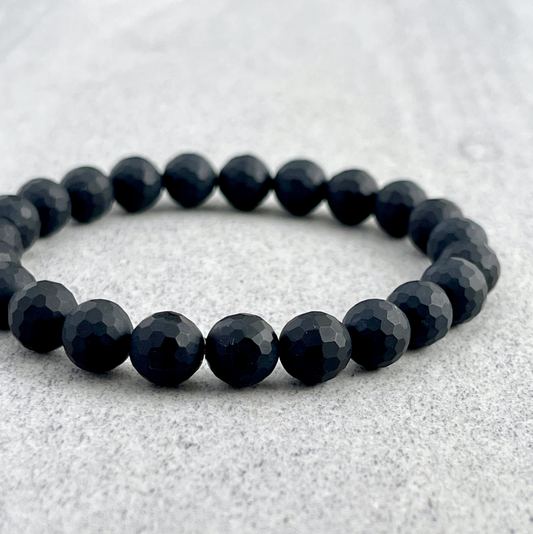 Faceted Matte Onyx Beaded Bracelet