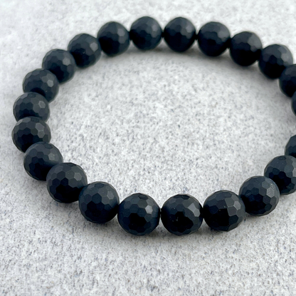 Faceted Matte Onyx Beaded Bracelet