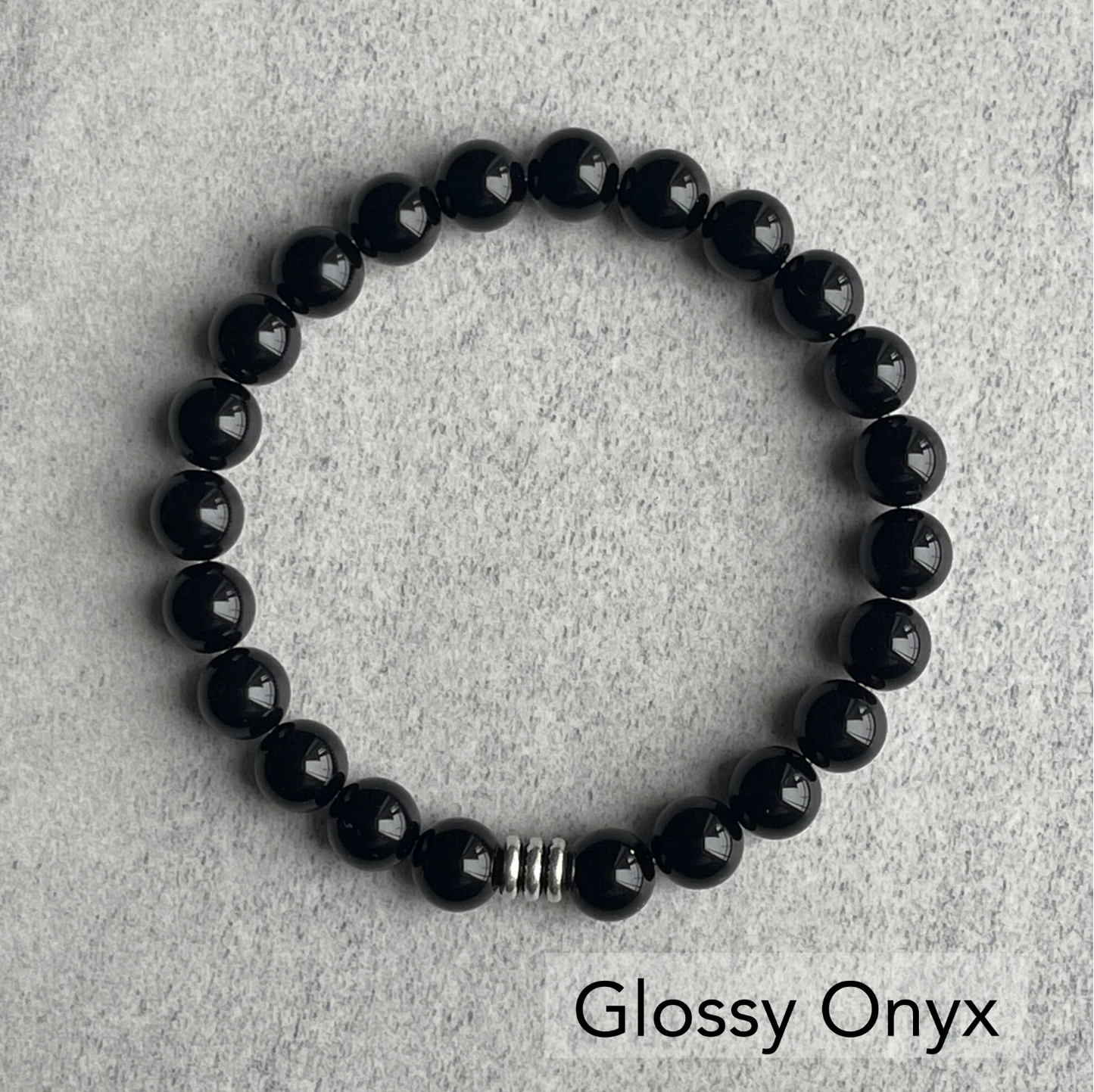 Matte Onyx Bracelet with Sterling Silver Triple Ring Bead