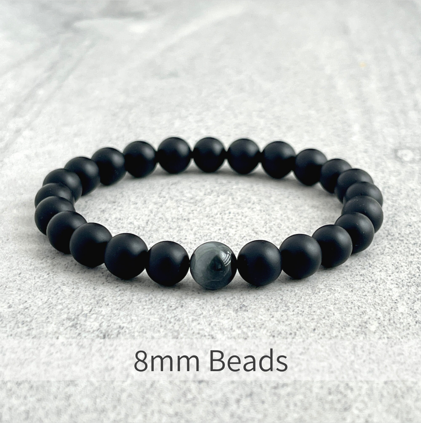 Matte Onyx and Single Chrysoberyl Bracelet