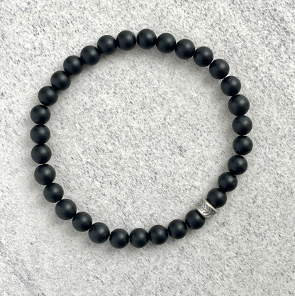 Matte Onyx Beaded Bracelet with Chevron Accent