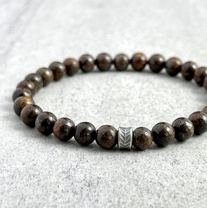 Bronzite Beaded Bracelet with Chevron Accent