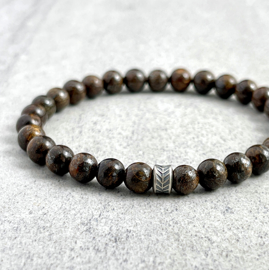 Bronzite Beaded Bracelet with Chevron Accent