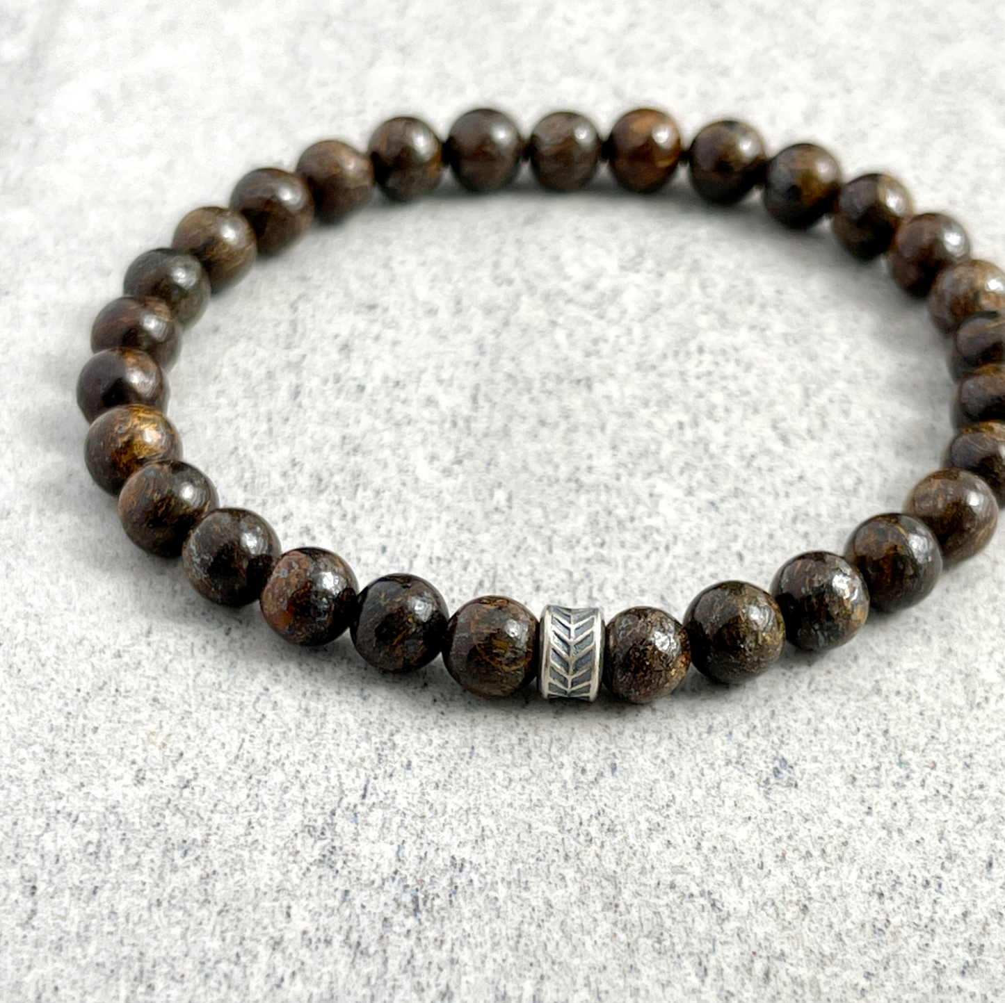 Bronzite Beaded Bracelet with Chevron Accent